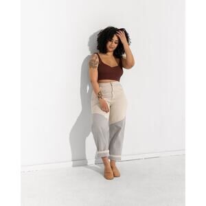 Soluna Collective Denim Pants Grey white 14 Two Tone Upcycled Cotton Relaxed Fit